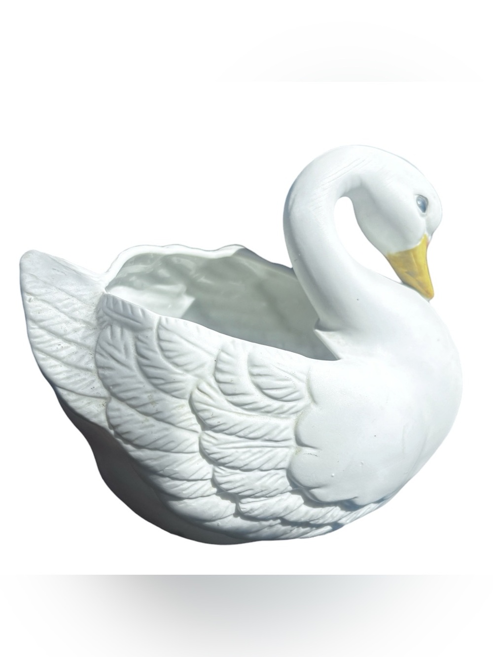 Swan Bisque Ceramic Planter Pattern Matte Homco Country Cottage Granny Core Duck - Picture 6 of 6